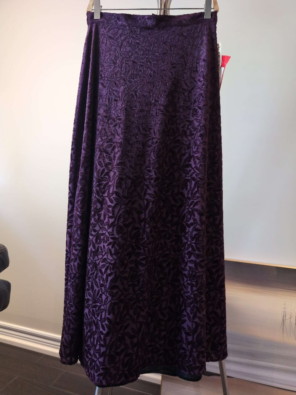 Vintage Beechers Brook Purple Velvet Floral Maxi Skirt Goth Romantic Whimsigoth